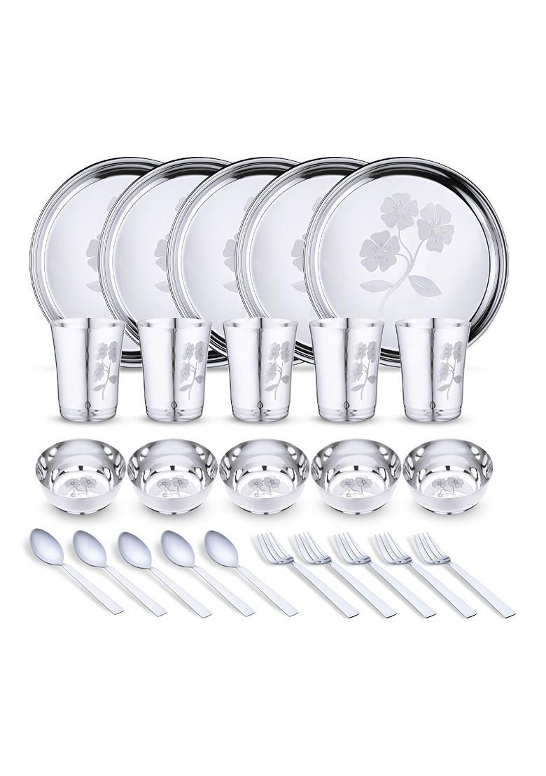 Steel 25 Pieces Printed Stainless Steel Dinner Set