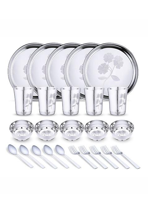 Steel 25 Pieces Printed Stainless Steel Dinner Set