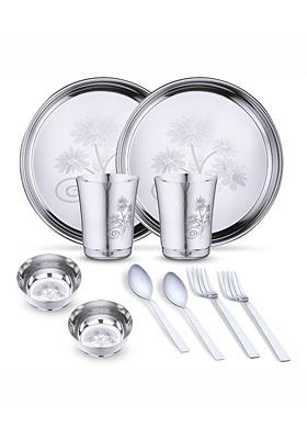 10 Pieces Printed Stainless Steel Dishwasher And Microwave Safe Dinner Set