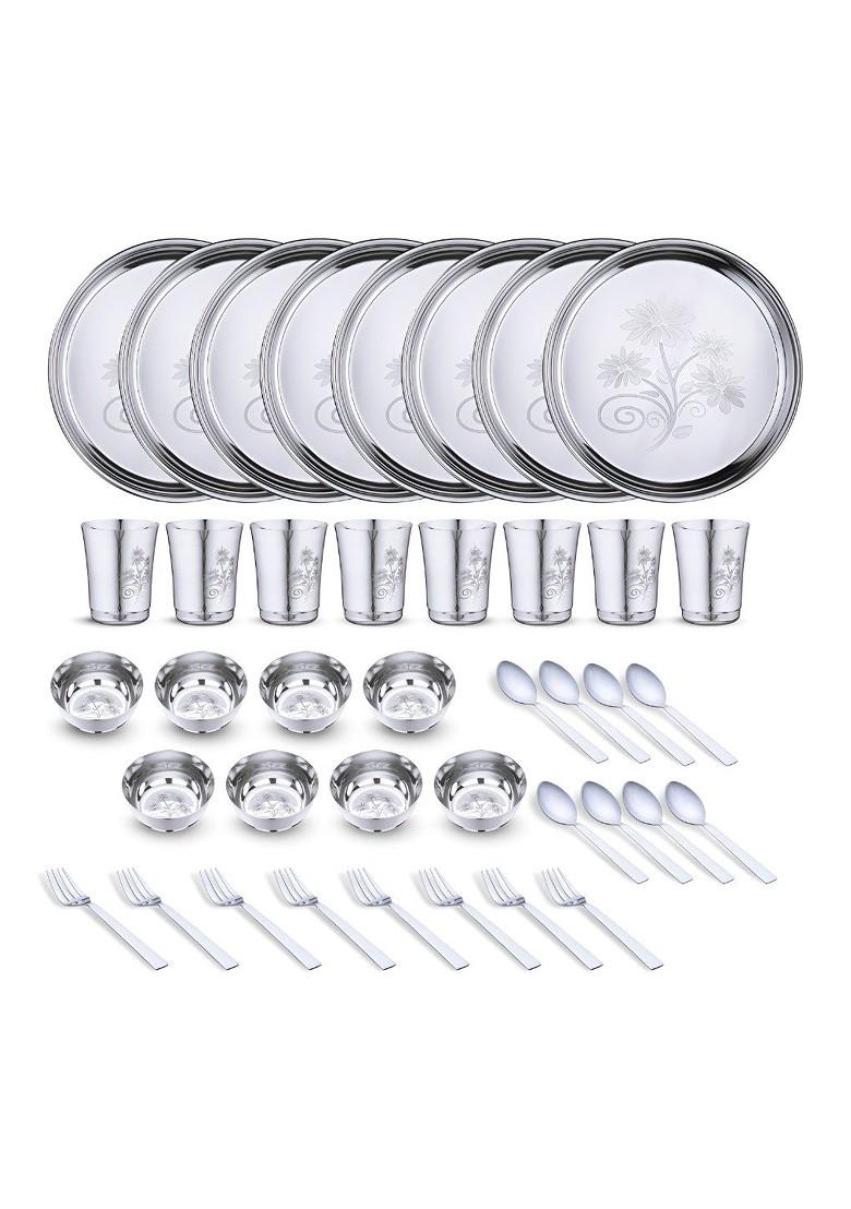 40 Pieces Stainless Steel Dishwasher And Microwave Safe Dinner Set