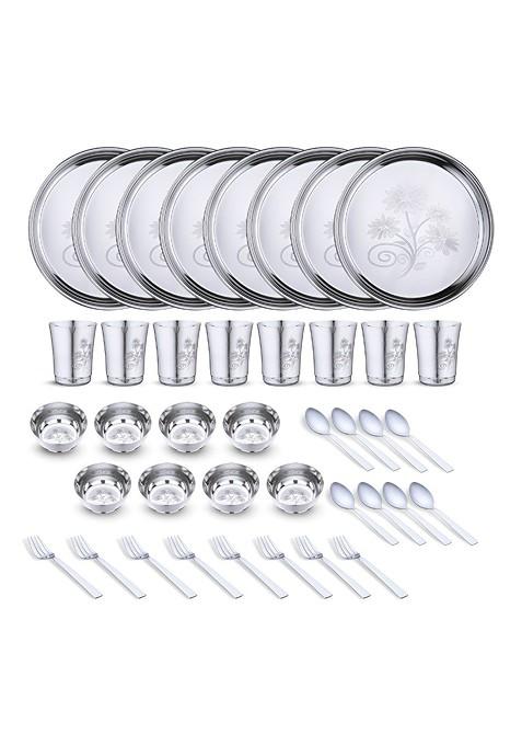 40 Pieces Stainless Steel Dishwasher And Microwave Safe Dinner Set