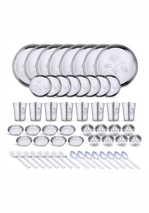 50 Pieces Printed Stainless Steel Dishwasher And Microwave Safe Dinner Set