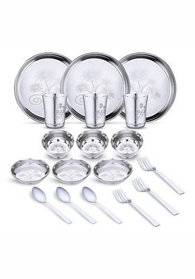 18 Pieces Stainless Steel Dishwasher And Microwave Safe Dinner Set