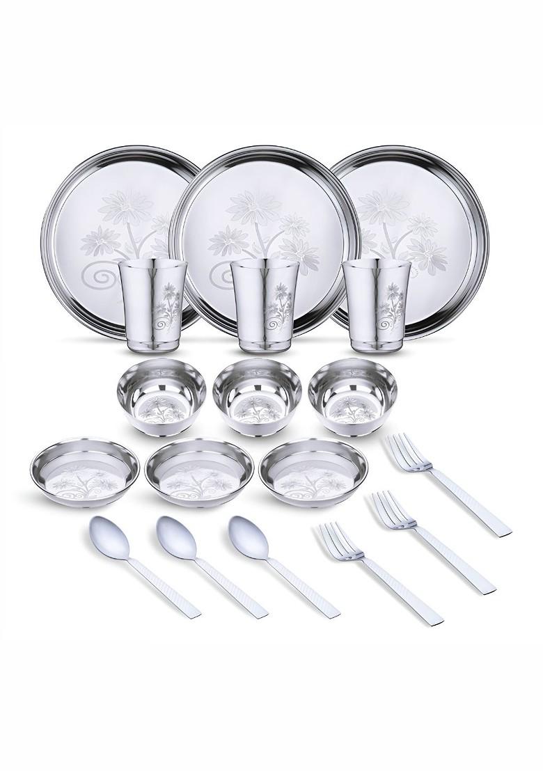 18 Pieces Stainless Steel Dishwasher And Microwave Safe Dinner Set