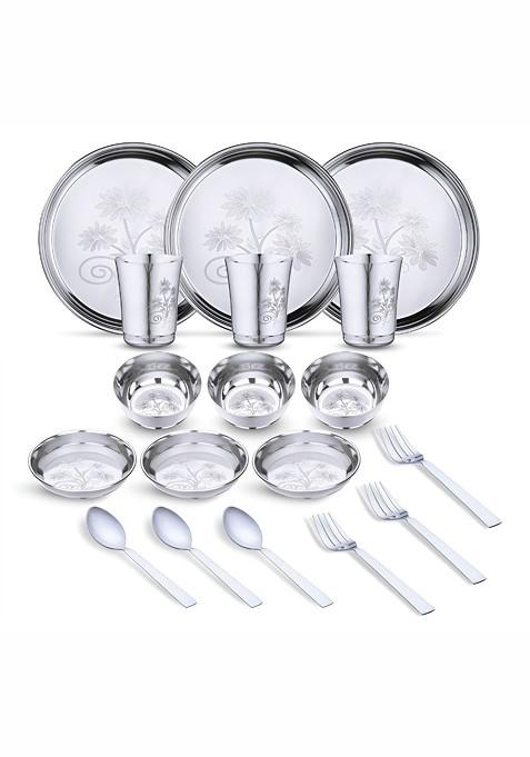 18 Pieces Stainless Steel Dishwasher And Microwave Safe Dinner Set
