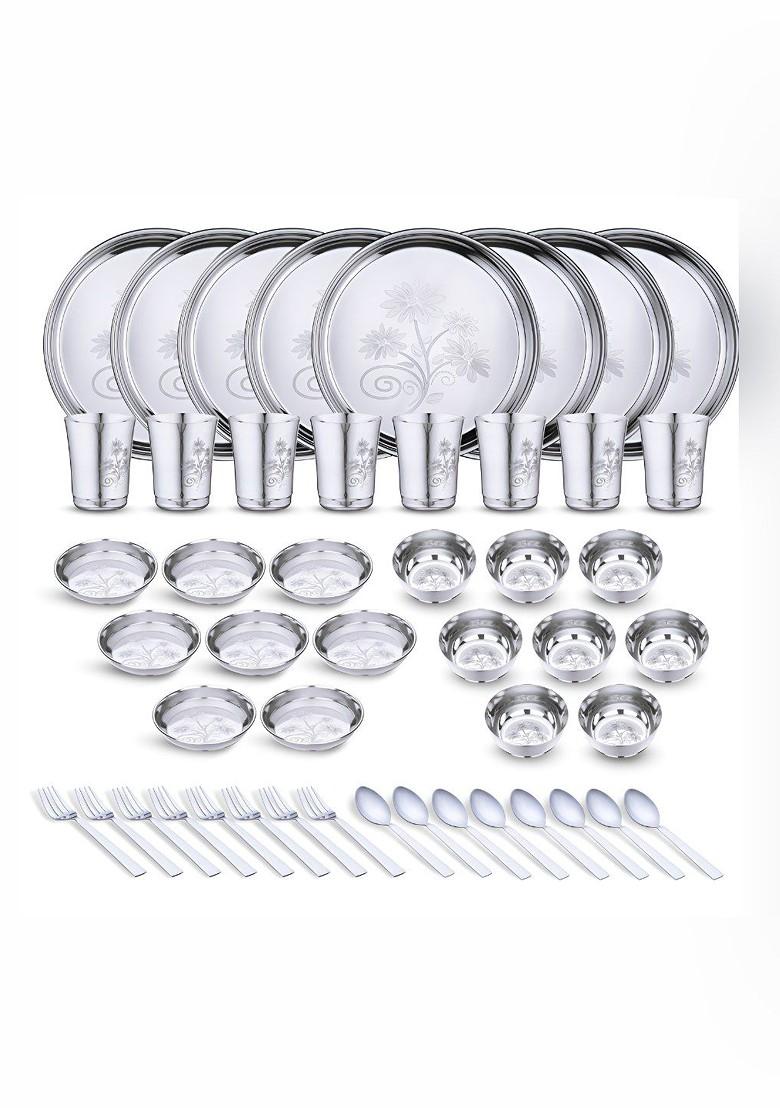 48 Pieces Stainless Steel Dishwasher And Microwave Safe Dinner Set