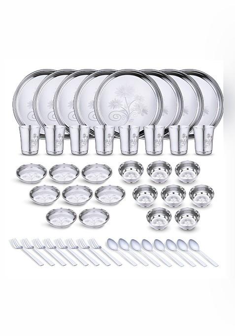 48 Pieces Stainless Steel Dishwasher And Microwave Safe Dinner Set