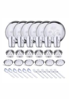 36 Pieces Stainless Steel Dishwasher And Microwave Safe Dinner Set