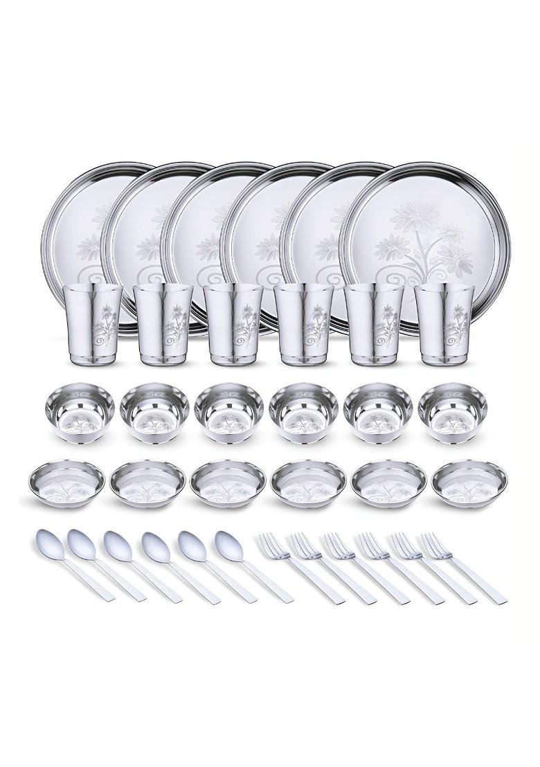 36 Pieces Stainless Steel Dishwasher And Microwave Safe Dinner Set