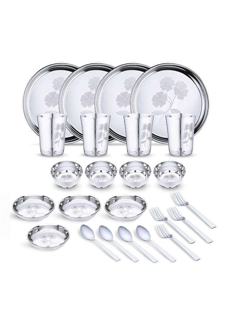 Steel 24 Pieces Stainless Steel Dinner Set