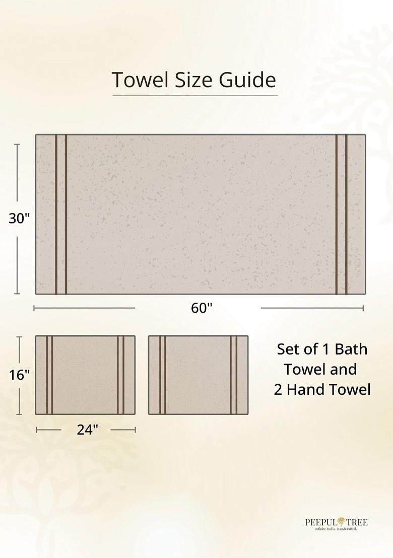 3Pcs Block Printed Cotton Waffle Towel Set