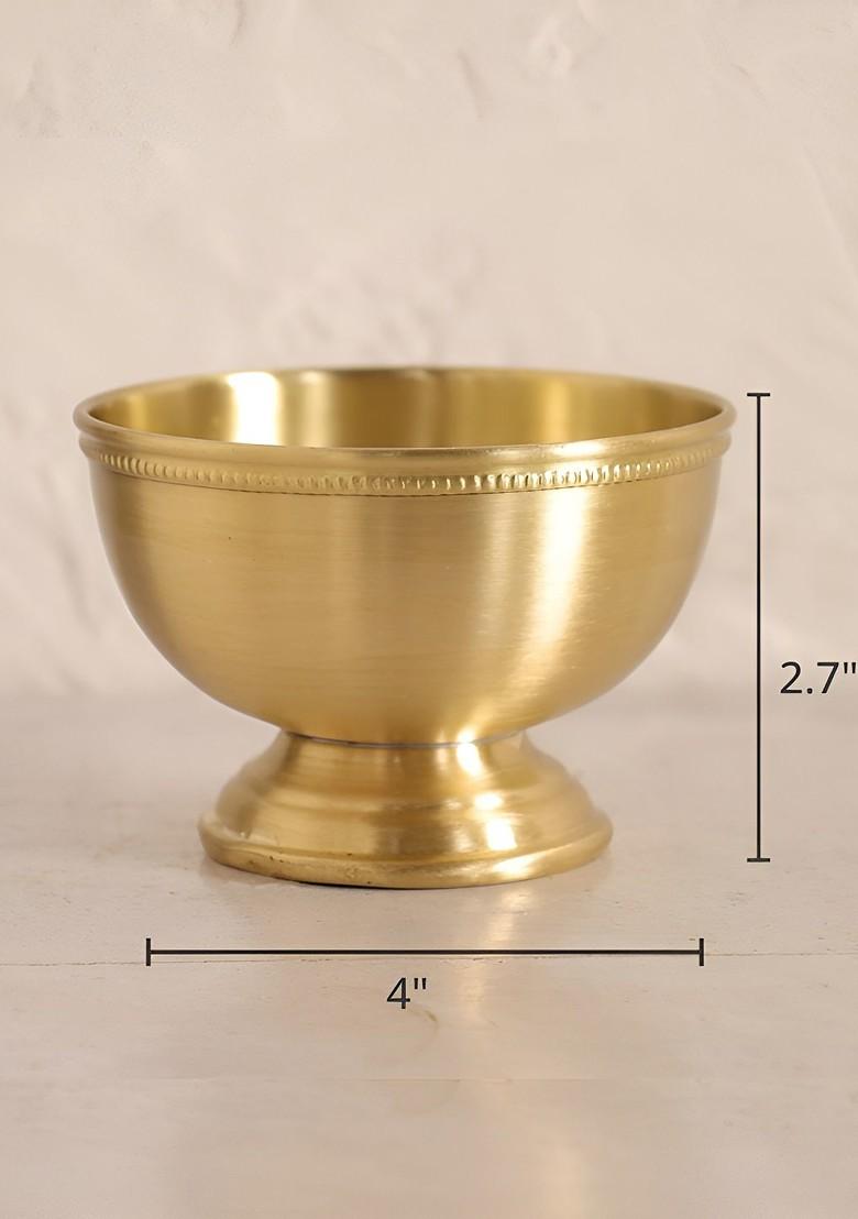 Beige 2 Pieces Brass Easy To Clean Serving Bowl