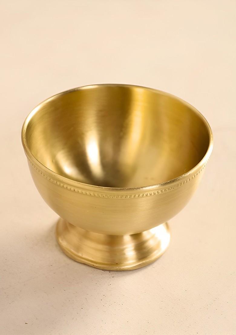 Beige 2 Pieces Brass Easy To Clean Serving Bowl