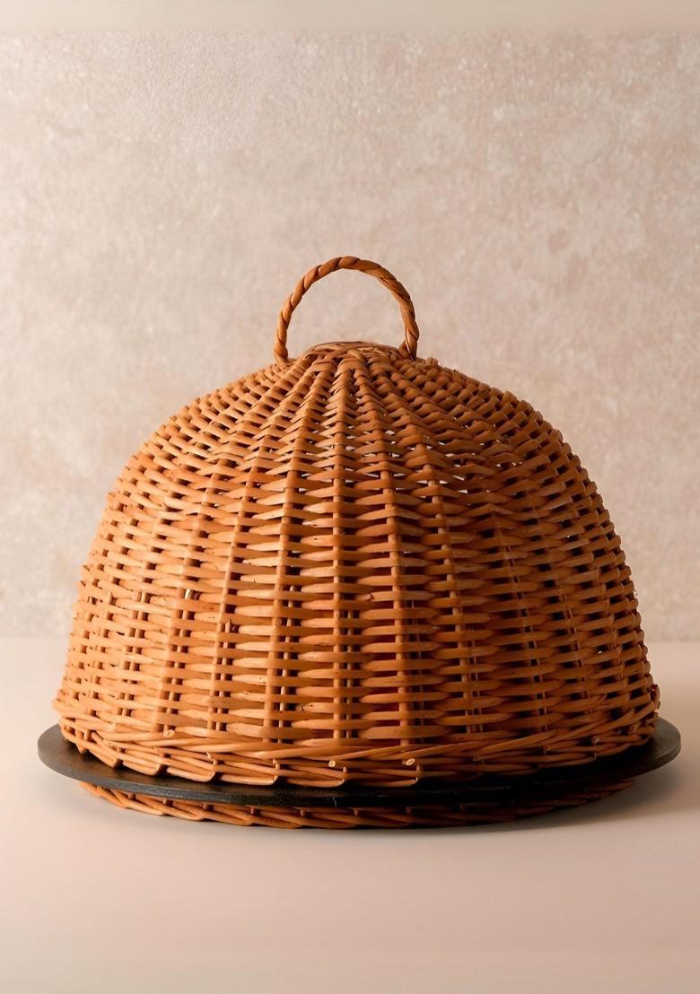 Brown And Black Textured Wicker Serving Platter