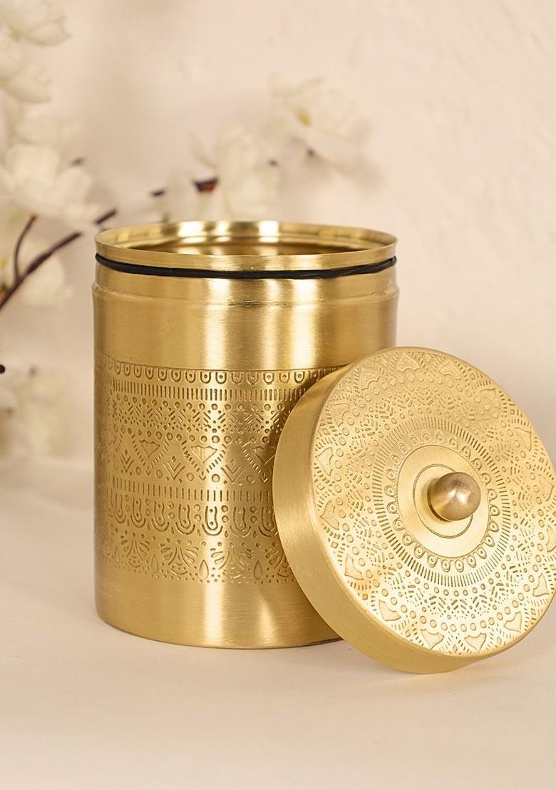 2 Pieces Yellow Etched Container