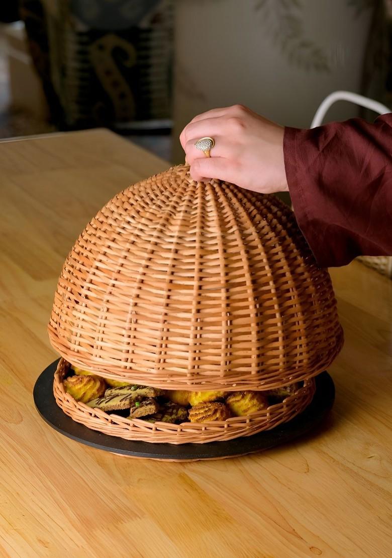 Piece Of 2 Wicker Fruit Basket And Serving Platter Combo