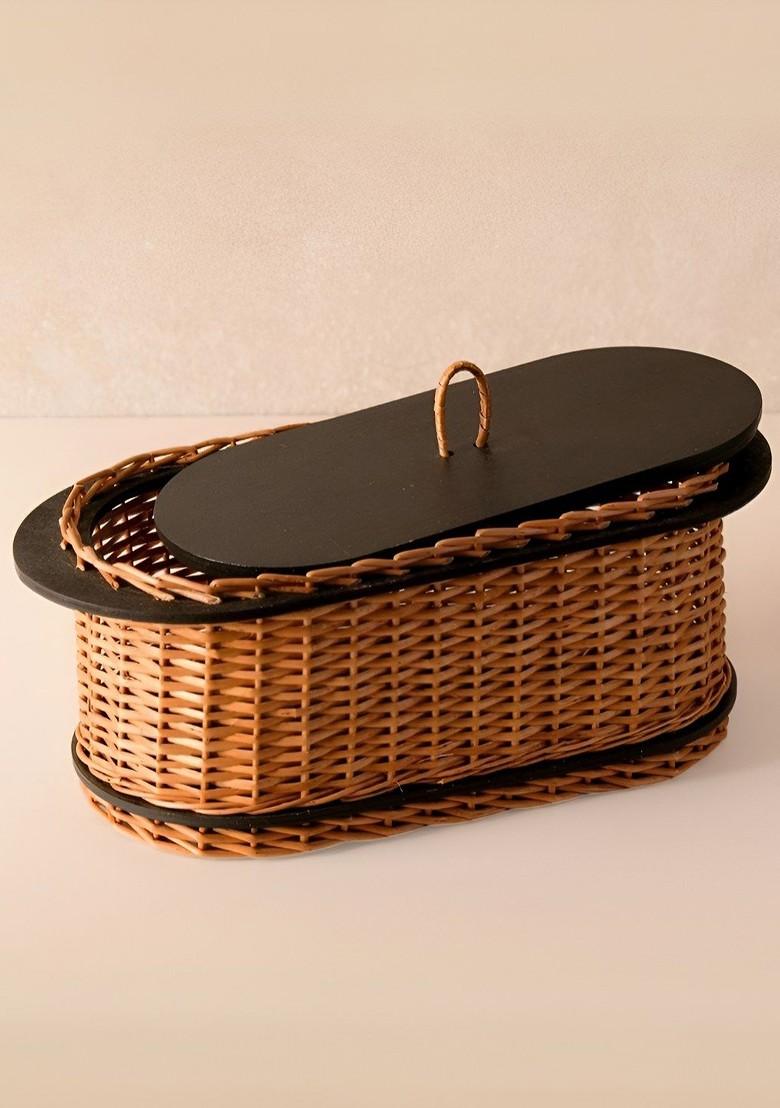 Piece Of 2 Wicker Bread Box And Fruit Basket Combo