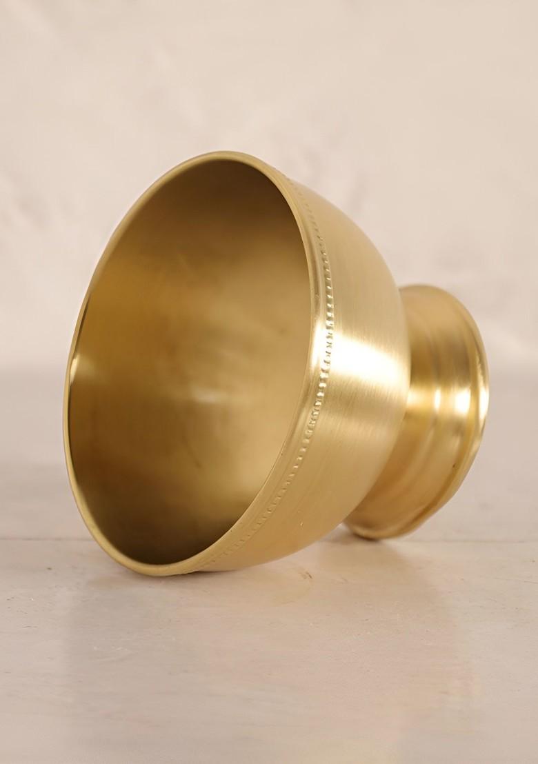 Beige Brass Easy To Clean Serving Bowl