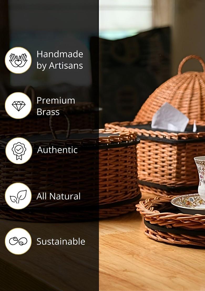 Piece Of 2 Wicker Bread Basket And Storage Box Combo