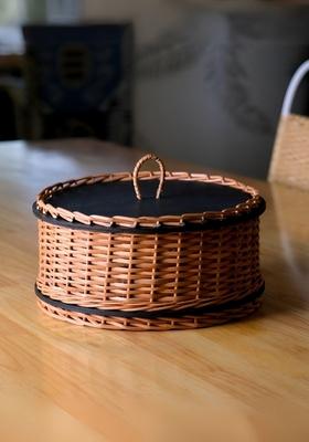 Brown And Black Textured Wicker Bread Roti Box