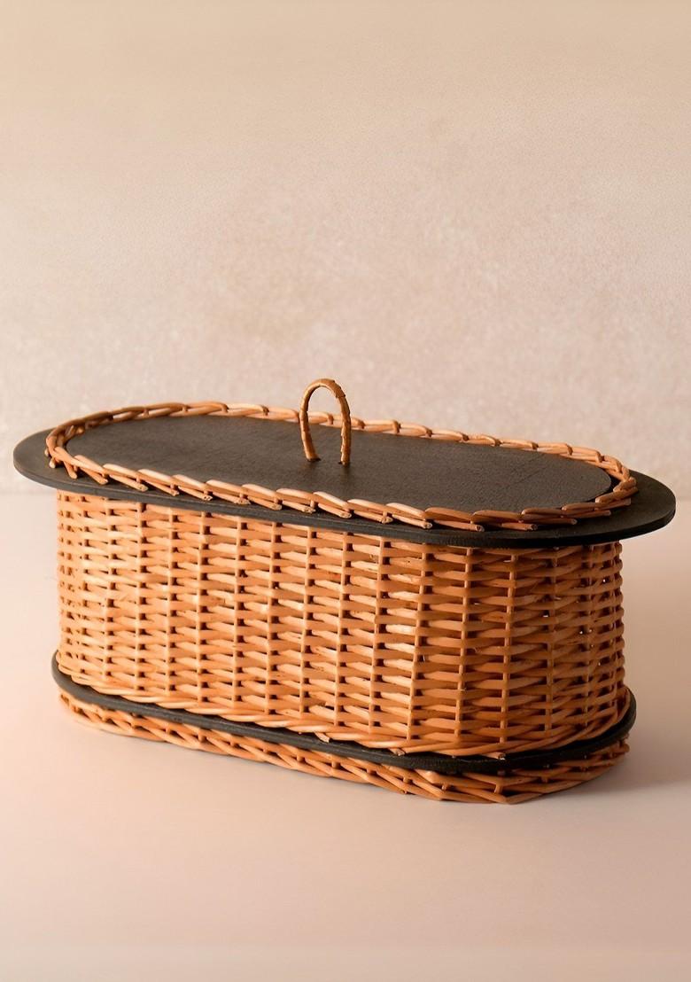 Textured Wicker Bread Box Elongated
