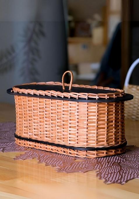 Textured Wicker Bread Box Elongated