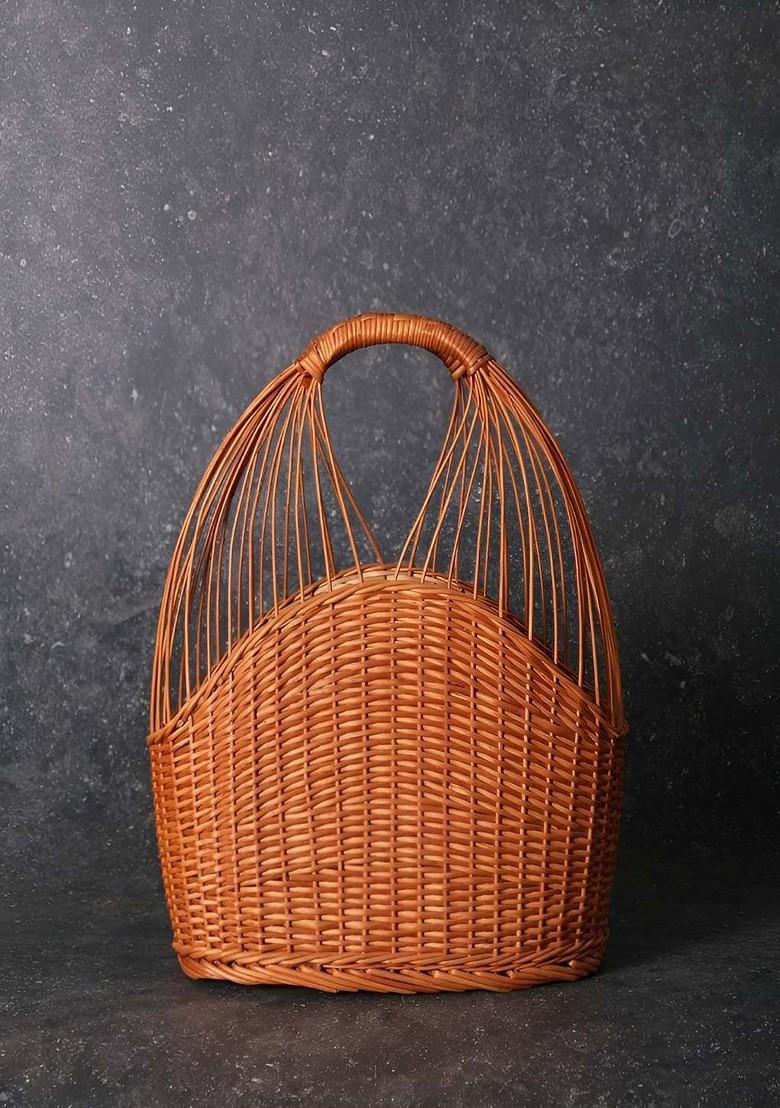 2Pcs Wicker Serving Tray And Fruit Basket Combo