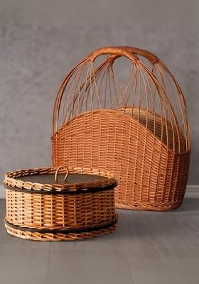 2Pcs Wicker Storage Box And Basket Combo