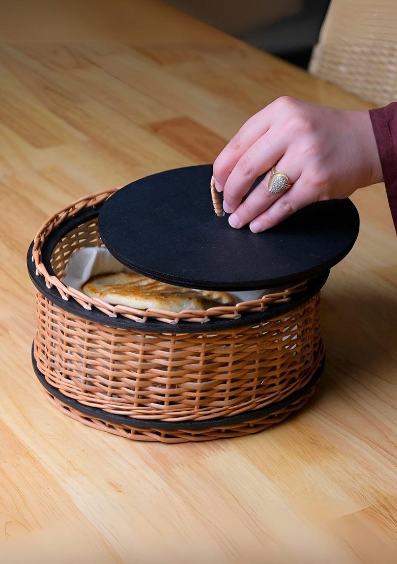 2Pcs Wicker Storage Box And Serving Tray Combo