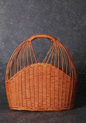 Brown Textured Wicker Fruit And Vegetable Basket