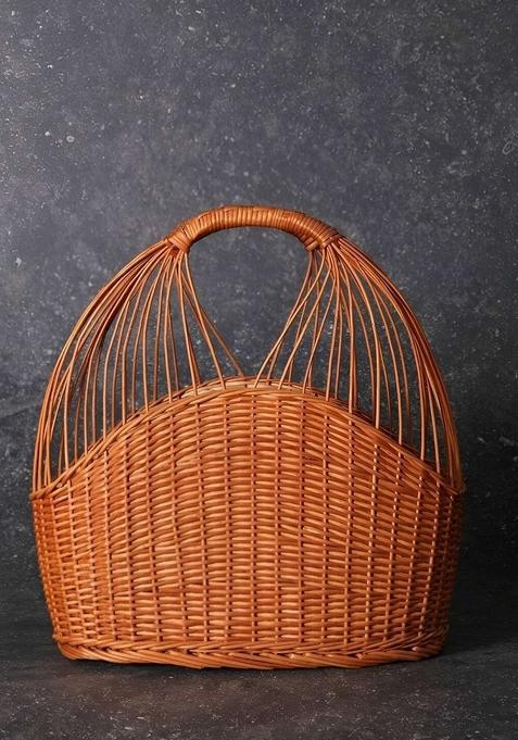 Brown Textured Wicker Fruit And Vegetable Basket