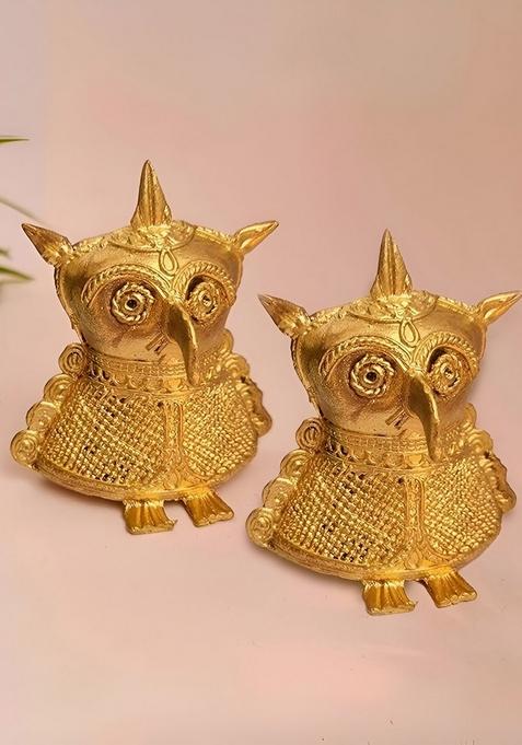 Gold Toned 2 Pieces Figurine Showpiece