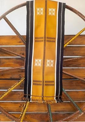 Mustard Yellow And Black Geometric Printed Pure Cotton Table Runner