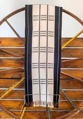 Black And Beige Striped Printed Pure Cotton Table Runner