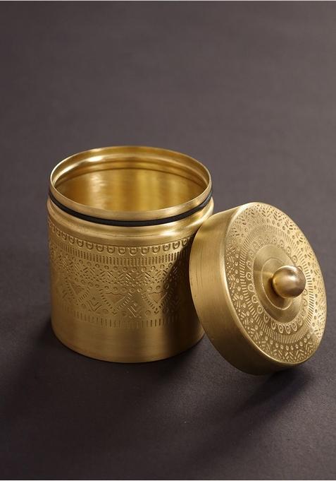 Brass Jar Container With Lid Medium