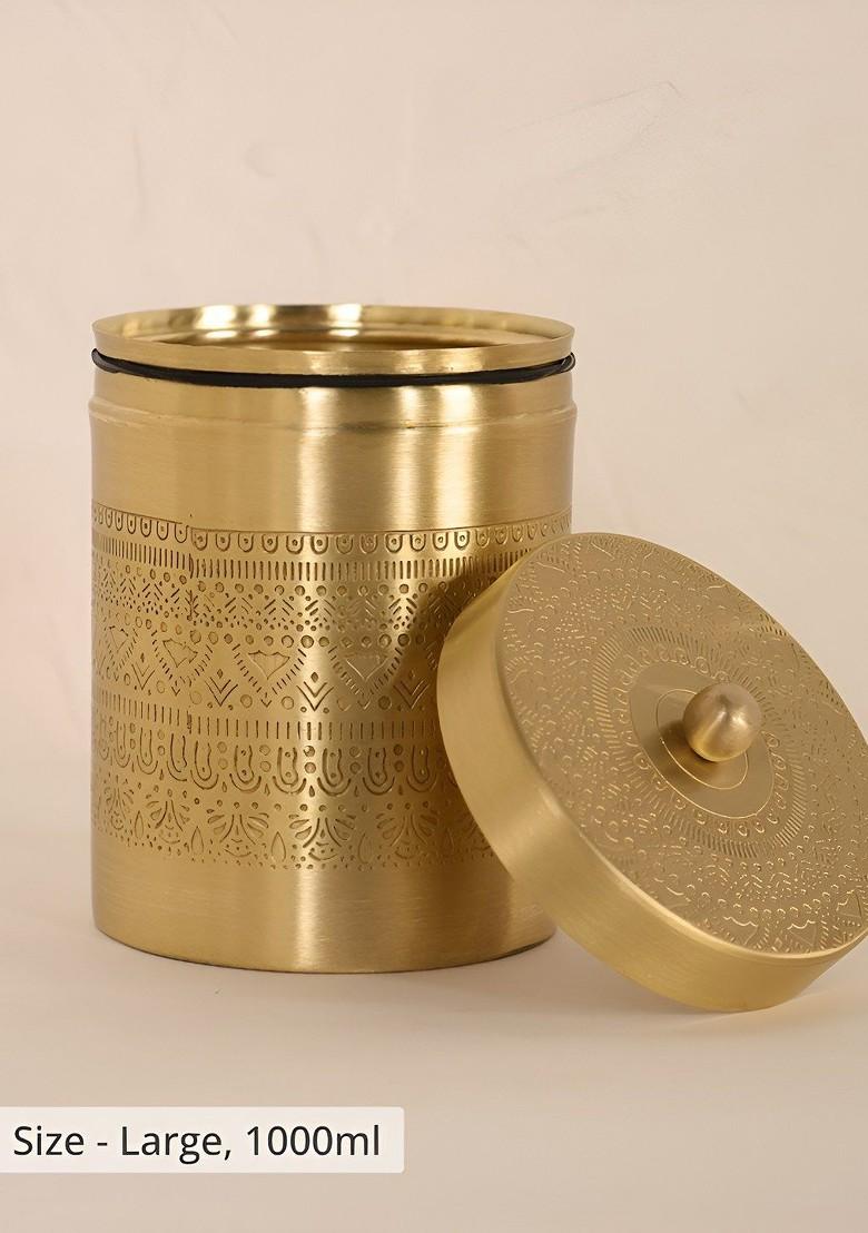 2 Pieces Brass Storage Jars With Lids