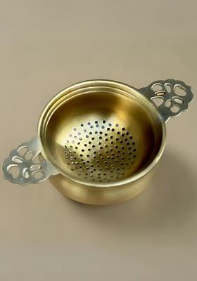 Gold Toned Brass Tea Sieve Strainer