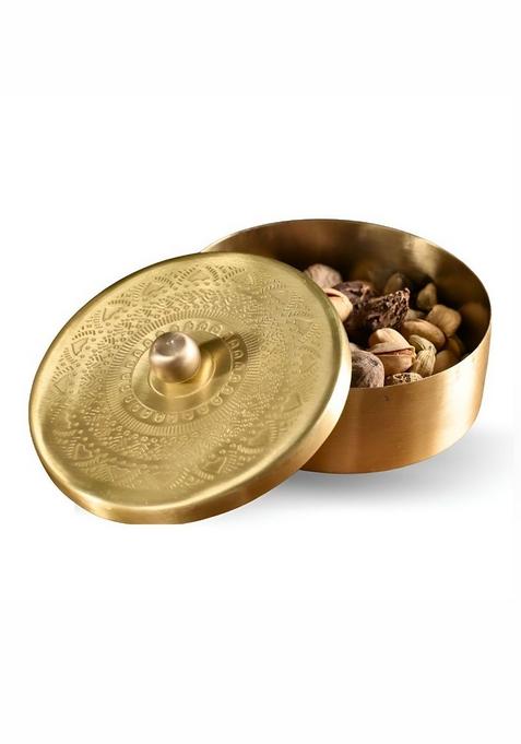 Gold Toned Brass Spice Masala Storage Organizer