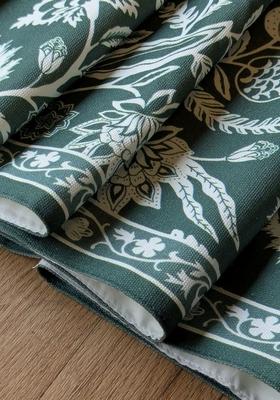 Forest Green Floral Printed 4 Seater Cotton Table Runner