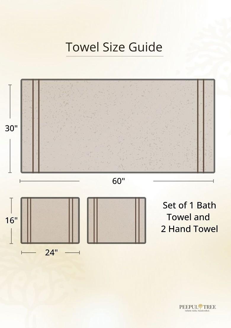 3Pcs Block Printed Cotton Waffle Towel Set