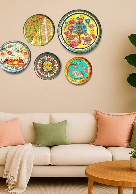 Set Of 5 Mithila Madhuani Wall Sculpture For Home And Wall Decor