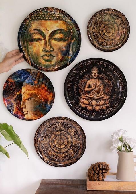 Set Of 5 Nirvana Wall Plates For Home And Wall Decor