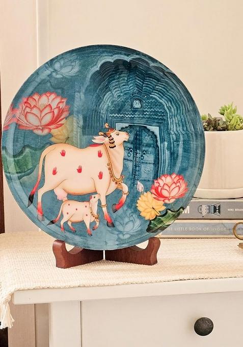 Pastel Pichwai Single Wall Plate 10 Inch With Stand