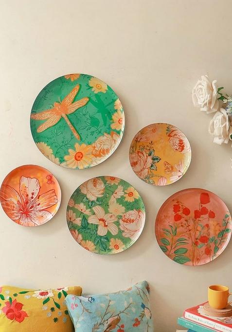 Set Of 5 Pastel Wall Plates For Home And Wall Decor