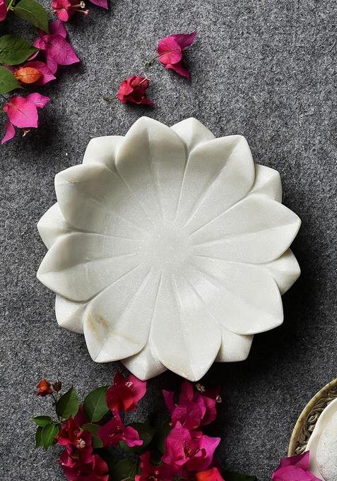 Lotus Marble Urli Bowl For Home Decor And Festive Occasion