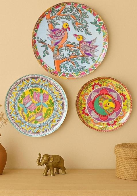 Set Of 3 Madhubani Wall Plate For Home And Wall Decor