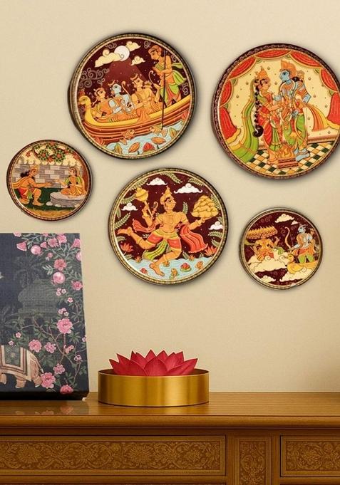 Set Of 5 Ramayan Wall Plates For Home And Wall Plate
