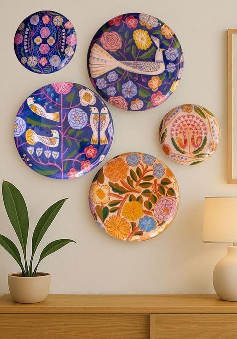 Set Of 5 Kashmiri Wall Plates For Home And Wall Decor