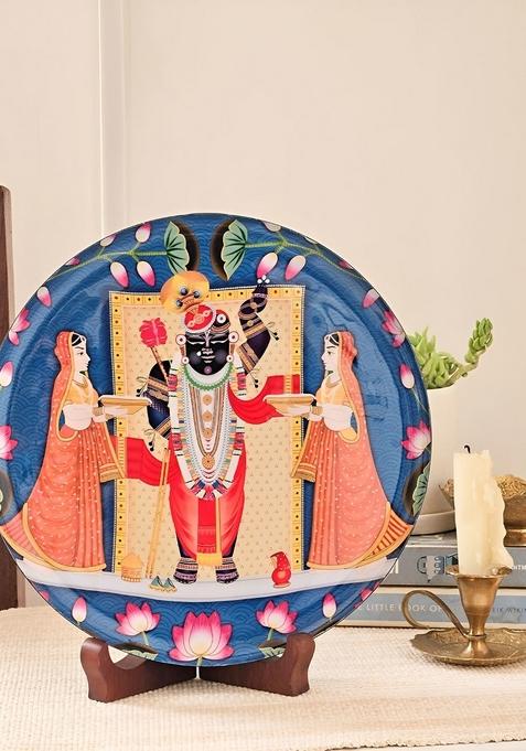 Shrinathji Single Wall Plate 10 Inch With Stand Aesthetic Room Decor