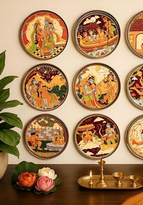 Set Of 9 Ramayan Wall Plates For Home And Wall Plates